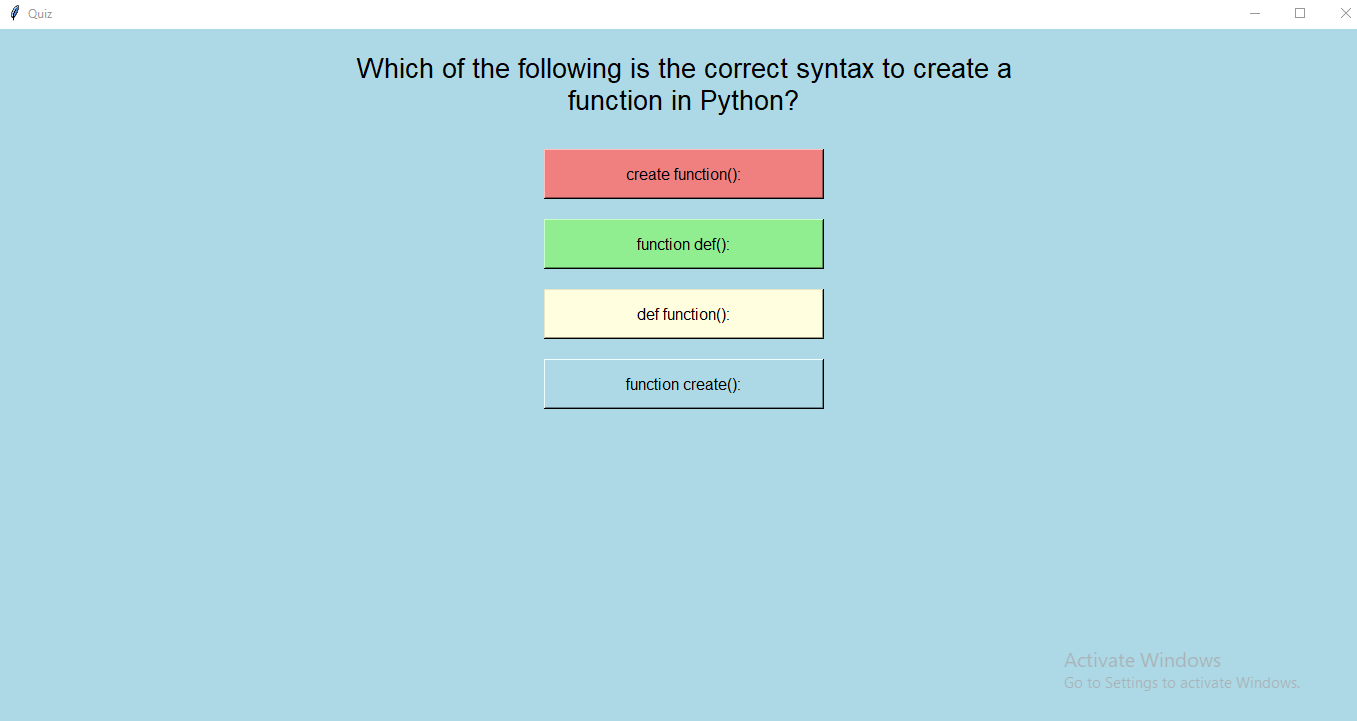Quiz Application - Quiz Page