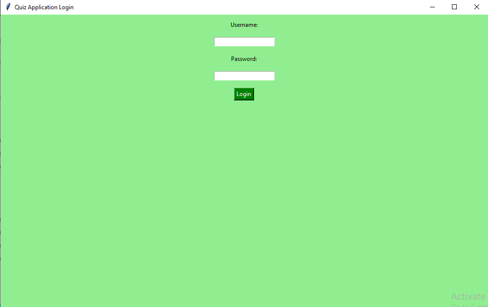 Quiz Application - Login Page